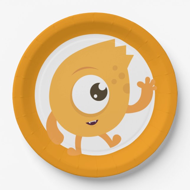 Little monster blue birthday plates (Front)