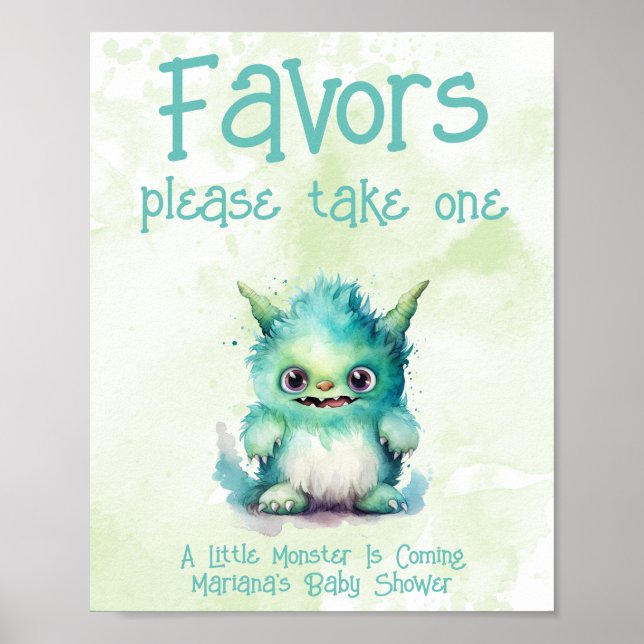 Little Monster Boy Baby Shower Favours Poster (Front)