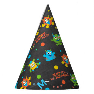 Little Monster chalkboard 1st birthday Party Hat