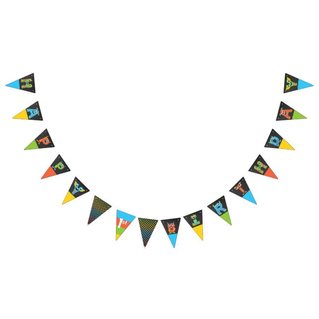 Little Monster Chalkboard Happy Birthday  Bunting (All)