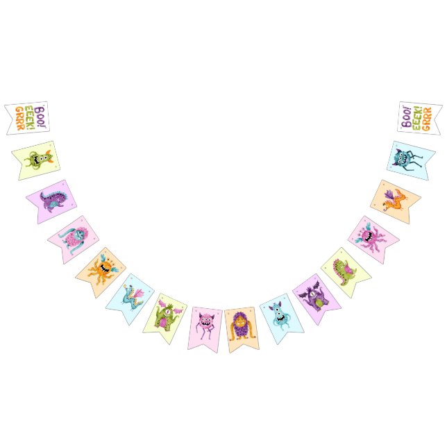 Little Monster Colourful Birthday Party Bunting (All)