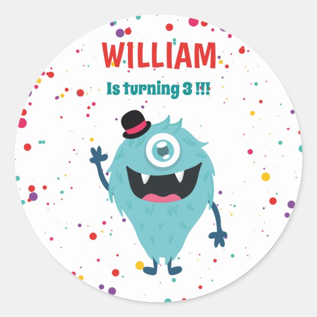 Little Monster Cute Monsters Classic Round Sticker (Front)