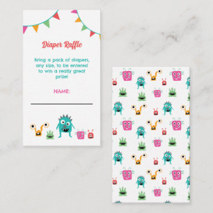 Little Monster Diaper Raffle Baby Shower Cute Enclosure Card