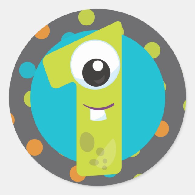 Little Monster First Birthday ONE sticker (Front)