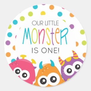 Little Monster First Birthday party stickers