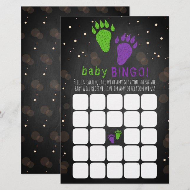 Little Monster Halloween Gender Reveal Party Bingo (Front/Back)