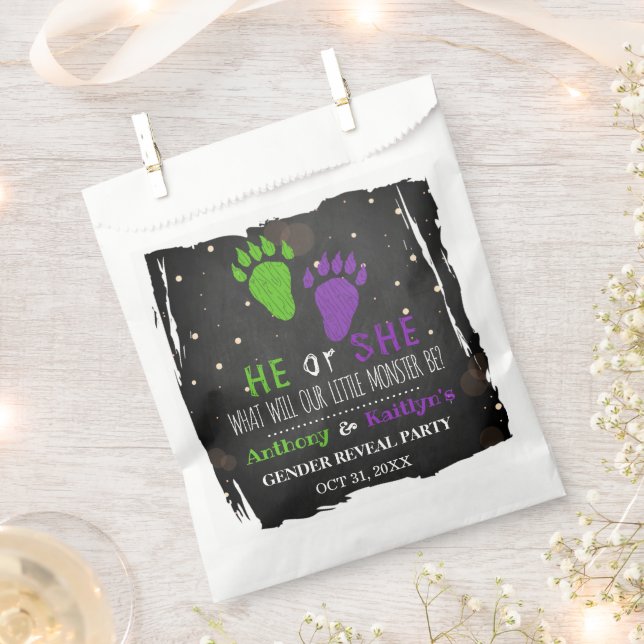 Little Monster Halloween Gender Reveal Party Favour Bags (Clipped)