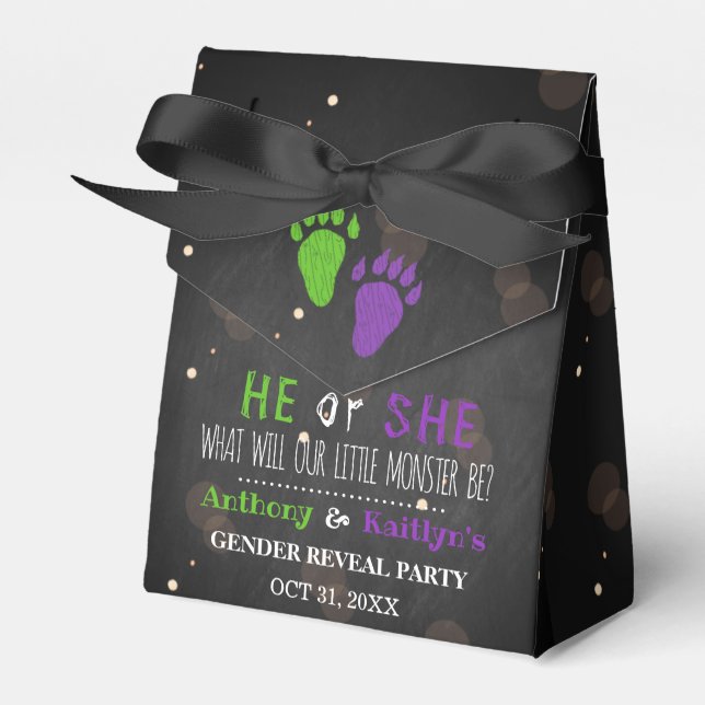 Little Monster Halloween Gender Reveal Party Favour Box (Front Side)