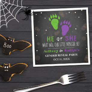 Little Monster Halloween Gender Reveal Party Napkin
