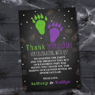 Little Monster Halloween Gender Reveal Party Thank You Card