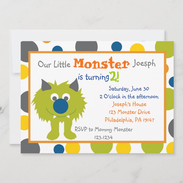 Little Monster Invitation (Front)