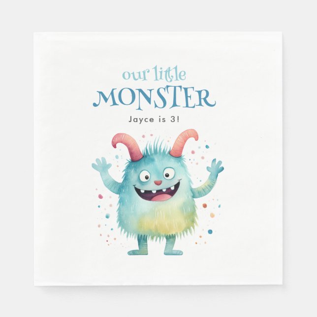 Little Monster Kids Birthday Party Napkin (Front)