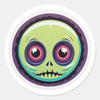Little monster of halloween classic round sticker