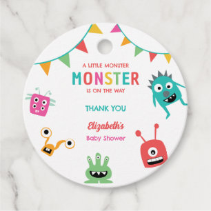 Little Monster on the way Baby Shower Halloween Favour Tags