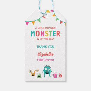 Little Monster on the way Baby Shower Halloween Gift Tags