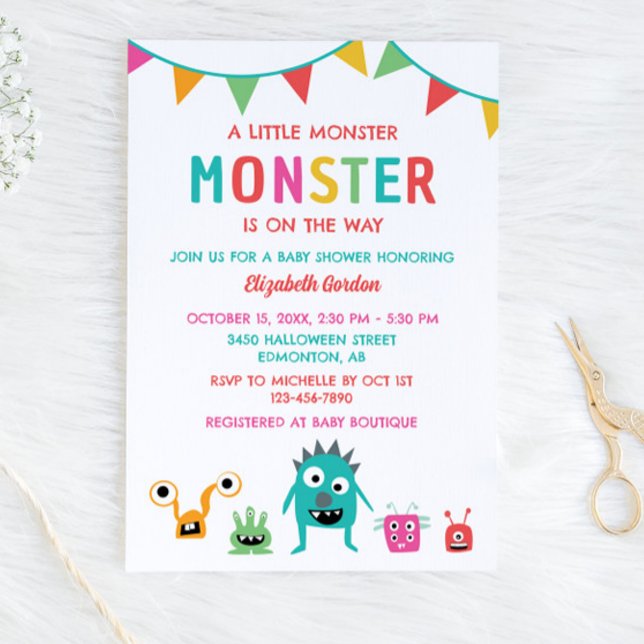 Little Monster on the way Baby Shower Halloween  Invitation (Creator Uploaded)
