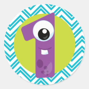 Little Monster ONE first birthday sticker