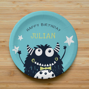 Little Monster   Personalised Kids Birthday Party Paper Plate