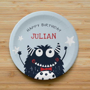 Little Monster Personalised Kids Birthday Party Paper Plate