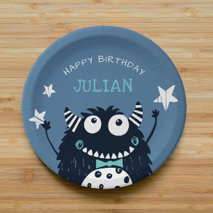 Little Monster   Personalised Kids Birthday Party Paper Plate