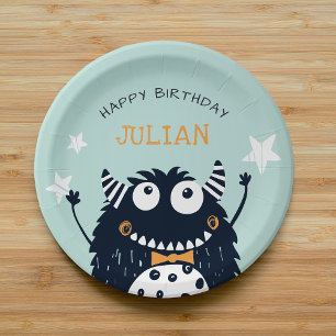 Little Monster   Personalised Kids Birthday Party Paper Plate