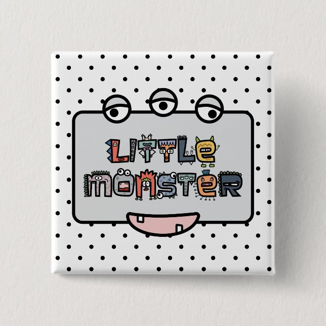 Little Monster -Text Doodles & Face (Pastel) 15 Cm Square Badge (Front)