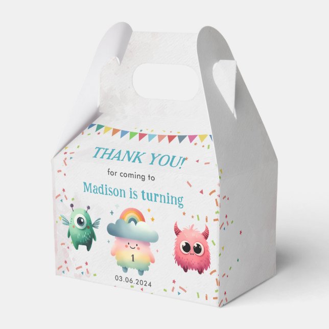 Little Monster Themed Birthday Party  Favour Box (Front Side)