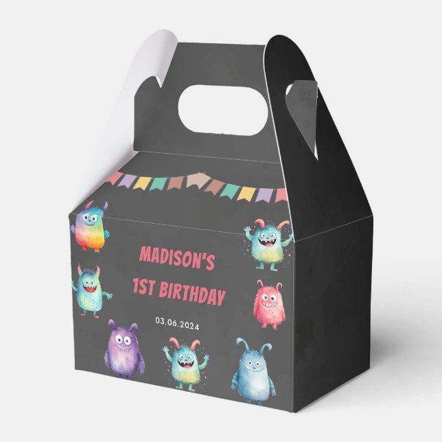 Little Monster Themed Birthday Party Favour Boxes  (Front Side)