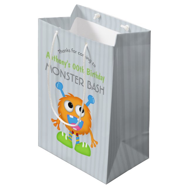 Little Monster themed Birthday Party Guest Favour Medium Gift Bag (Front Angled)