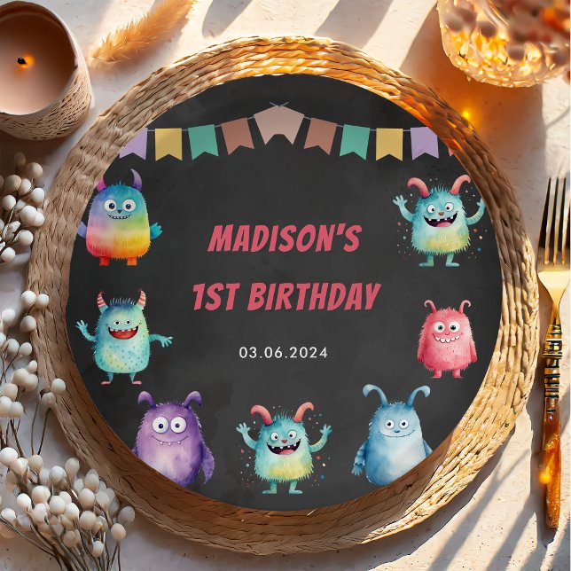 Little Monster Themed Birthday Party Paper Plate (Creator Uploaded)