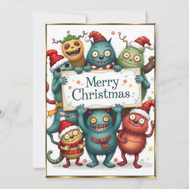 Little Monsters Christmas very nice party 2 Invitation (Back)