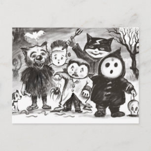 Little Monsters Halloween Trick or Treat postcard