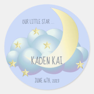 Little Moon and Stars Classic Round Sticker
