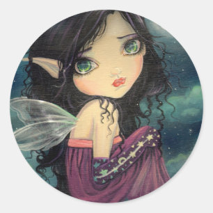 Little Moon Big-Eye Fairy Fantasy Art Classic Round Sticker