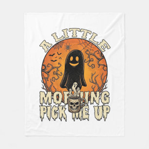 Little Morning Pick Me Up Halloween Ghost Skull Mu Fleece Blanket