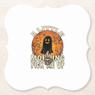 Little Morning Pick Me Up Halloween Ghost Skull Mu Paper Coaster