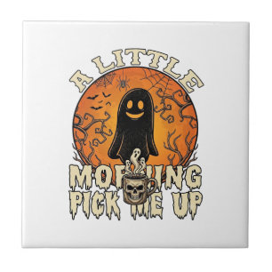 Little Morning Pick Me Up Halloween Ghost Skull Mu Tile