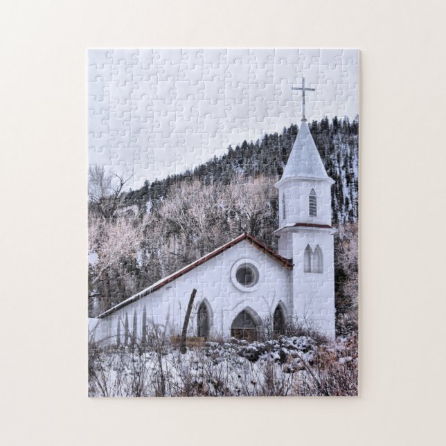 Little Mountain Town Church - 11x14 - 252 pcs Jigsaw Puzzle (Vertical)