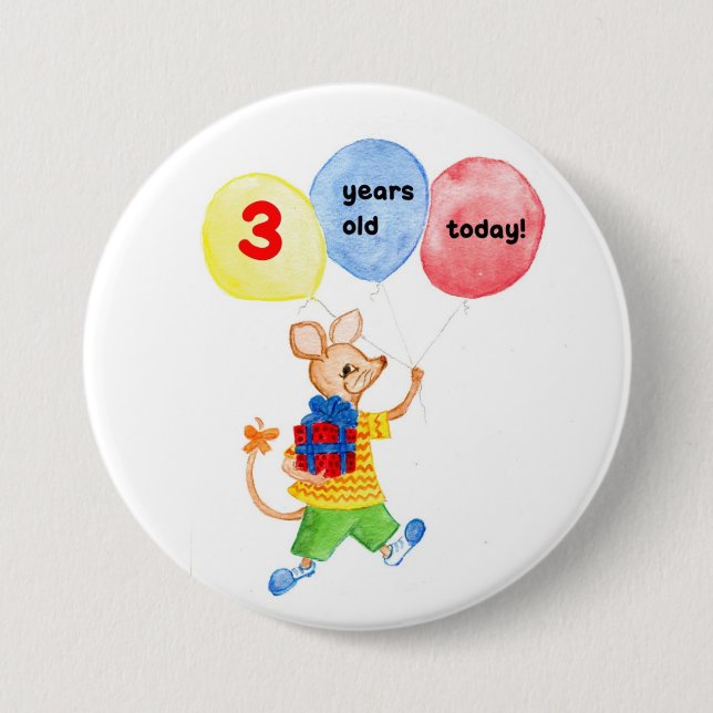 'Little Mouse' 3rd Birthday button (Front)