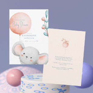 Little Mouse Blush & Blue Baby Shower Invitation