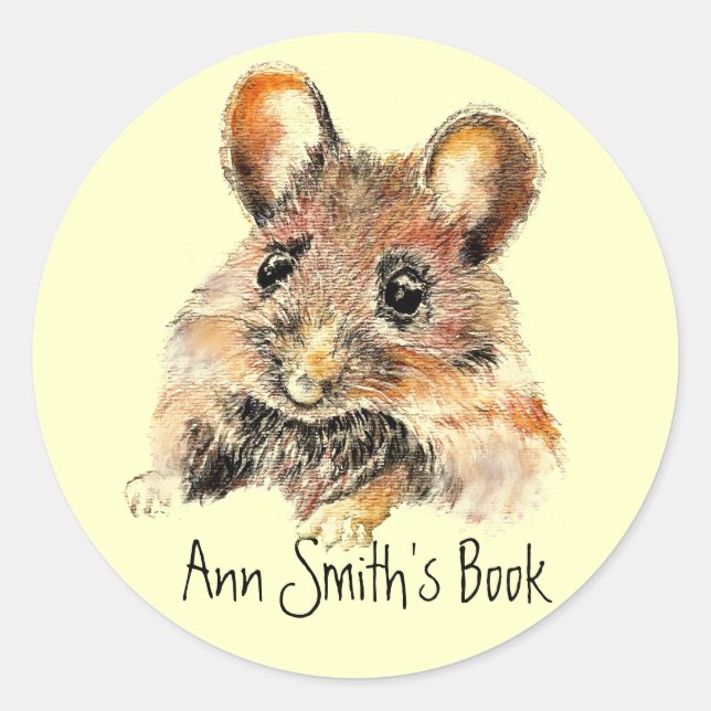 Little Mouse Book Plate to Customise Classic Round Sticker (Front)