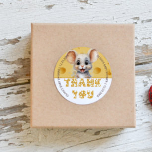Little mouse in cheese Baby Shower Classic Round Sticker