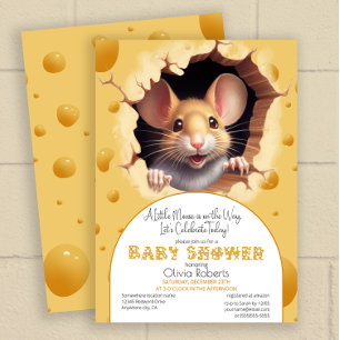 Little mouse in cheese Baby Shower Invitation