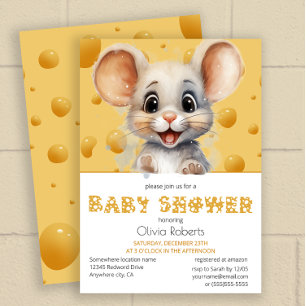 Little mouse in cheese Baby Shower Invitation