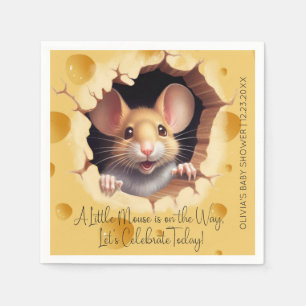 Little mouse in cheese Baby Shower Napkin