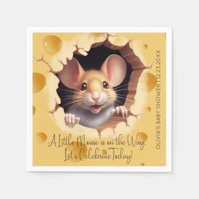 Little mouse in cheese Baby Shower Napkin (Front)