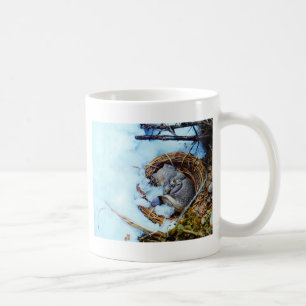 Little mouse sleeping in the snow coffee mug