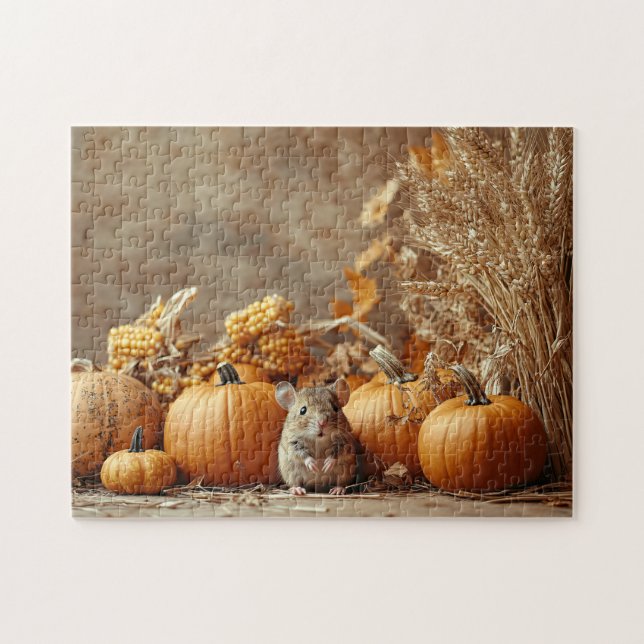 Little Mouse Vintage Style Autumn Jigsaw Puzzle (Horizontal)