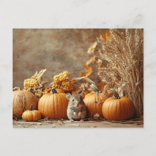 Little Mouse Vintage Style Autumn Postcard
