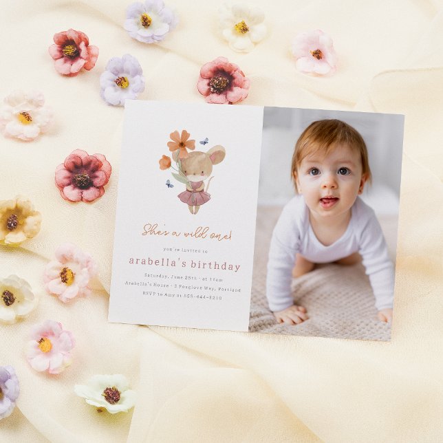 Little Mouse Wild One Budget Photo 1st Birtday (Card Mock-up)